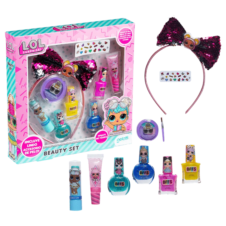 Set de maquillaje LOL Surprise!- 4 esmaltes +1 bálsamo Labial +1 brillo de labios+ Accesorio de pelo-0