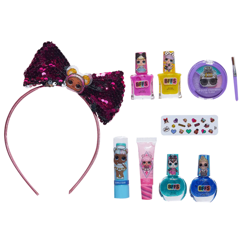 Set de maquillaje LOL Surprise!- 4 esmaltes +1 bálsamo Labial +1 brillo de labios+ Accesorio de pelo-1