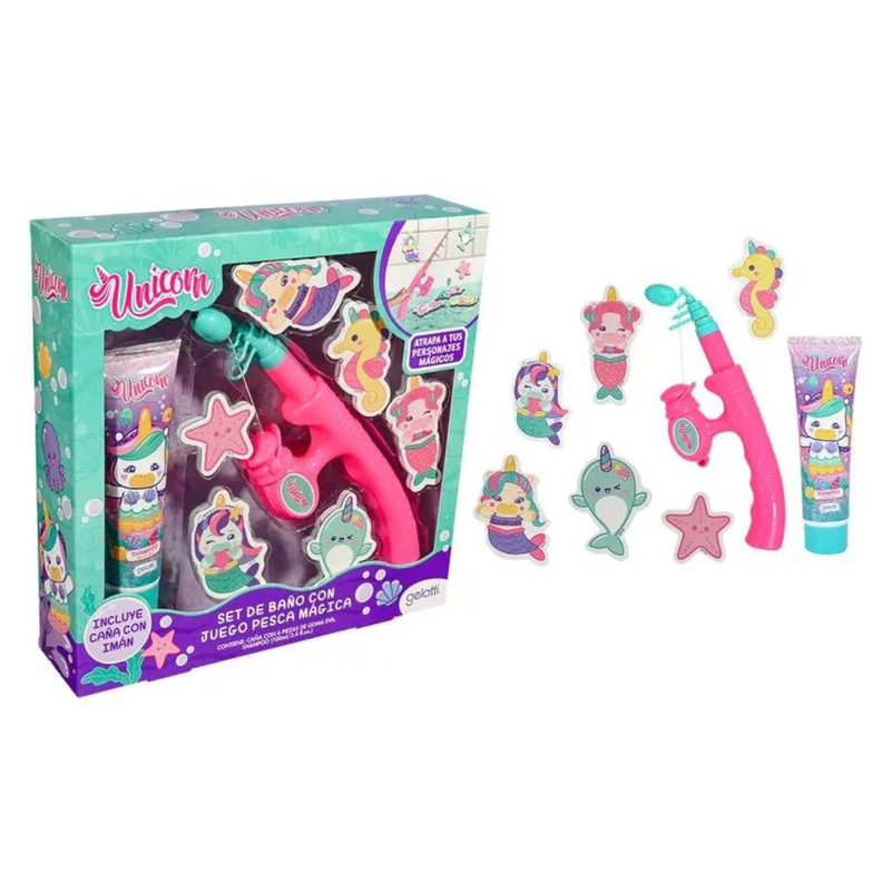Set de Baño Unicornio Shampoo + juego de pesca entretenida-0