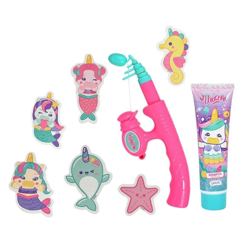 Set de Baño Unicornio Shampoo + juego de pesca entretenida-1
