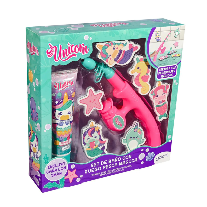 Set de Baño Unicornio Shampoo + juego de pesca entretenida-2