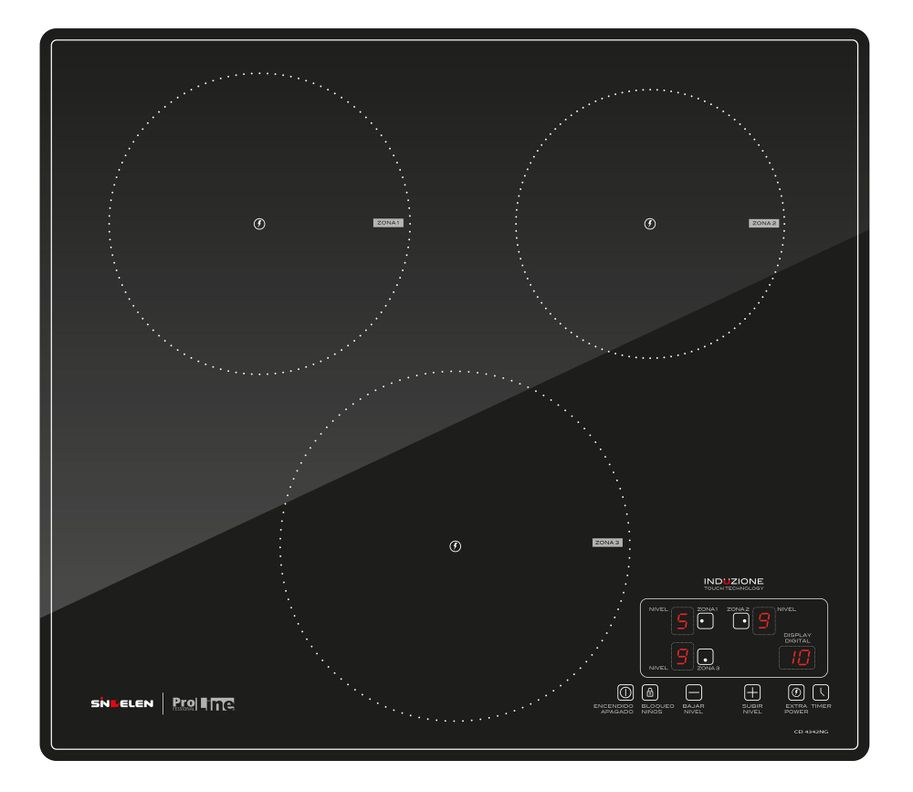 Encimera Induccion Sindelen CEI-4342NG Induzione 3 Platos Negro