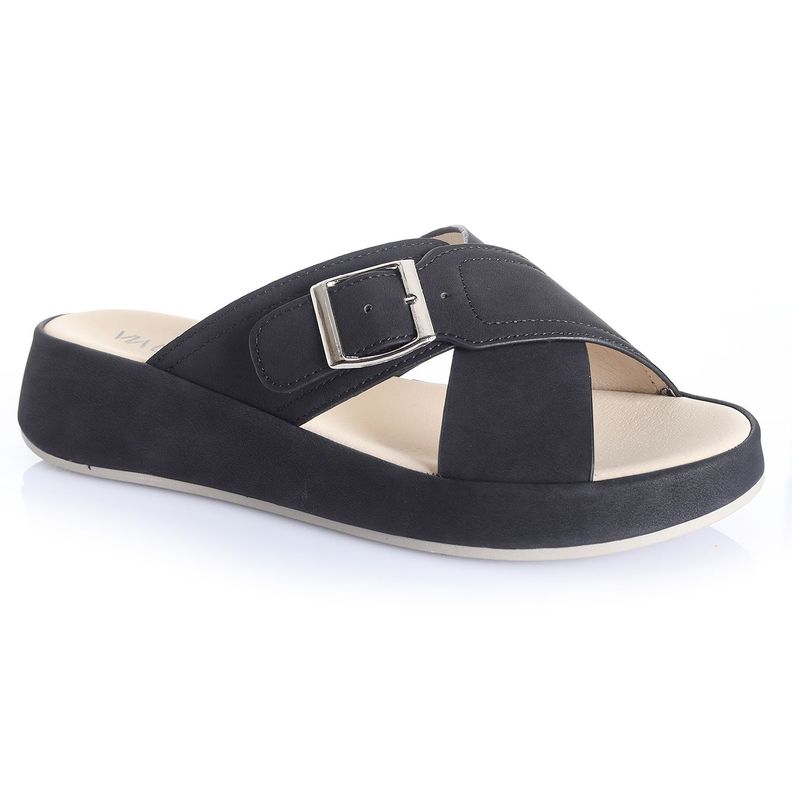 Sandalia Mujer Negro Via Uno 22541607-3