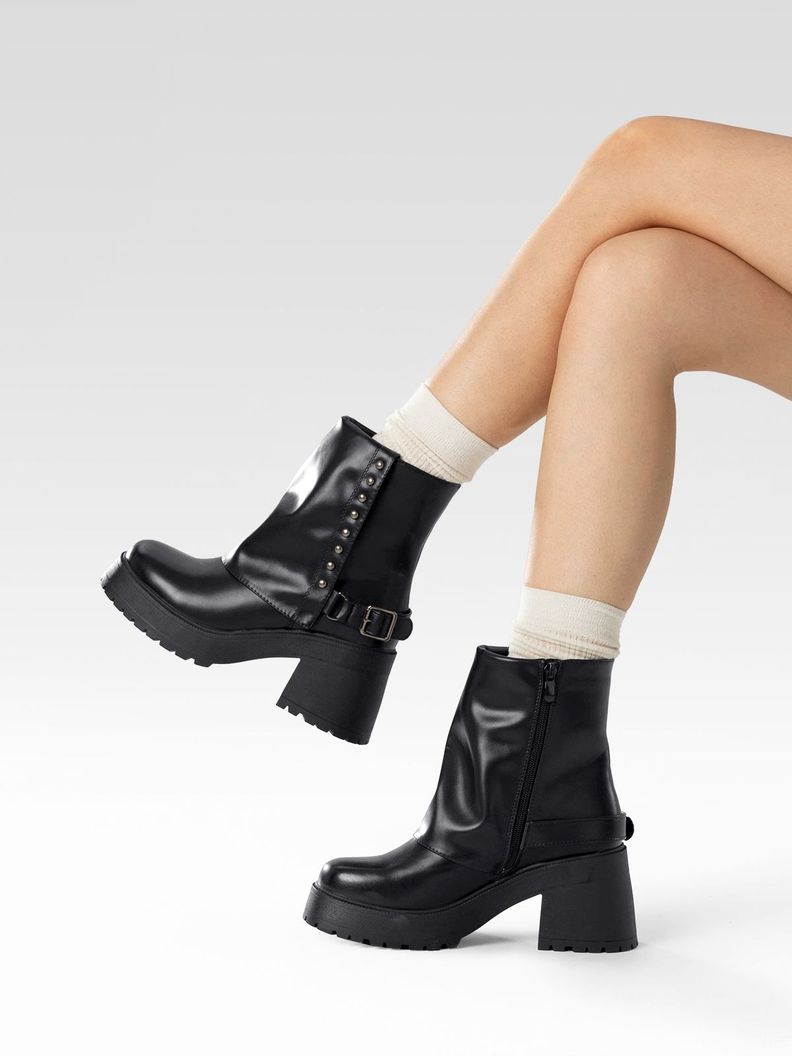 Botin Casual Mujer Negro Eco Cuero Comodo Weide CZY606-1