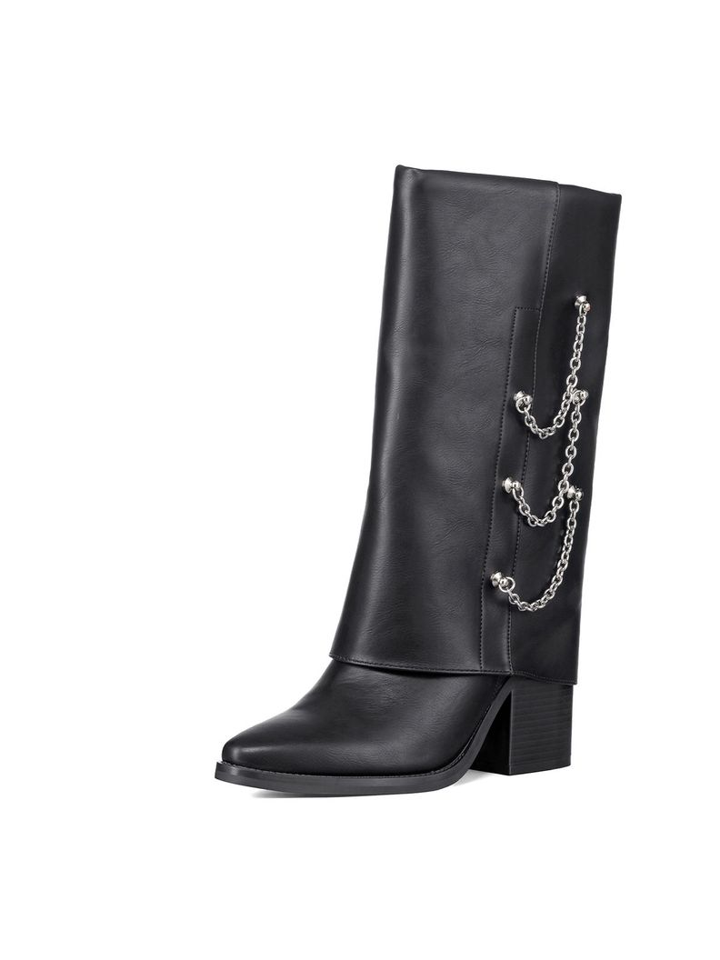 Botas Largas Mujer Eco Cuero Tacon Grueso De Moda Weide DH82-0