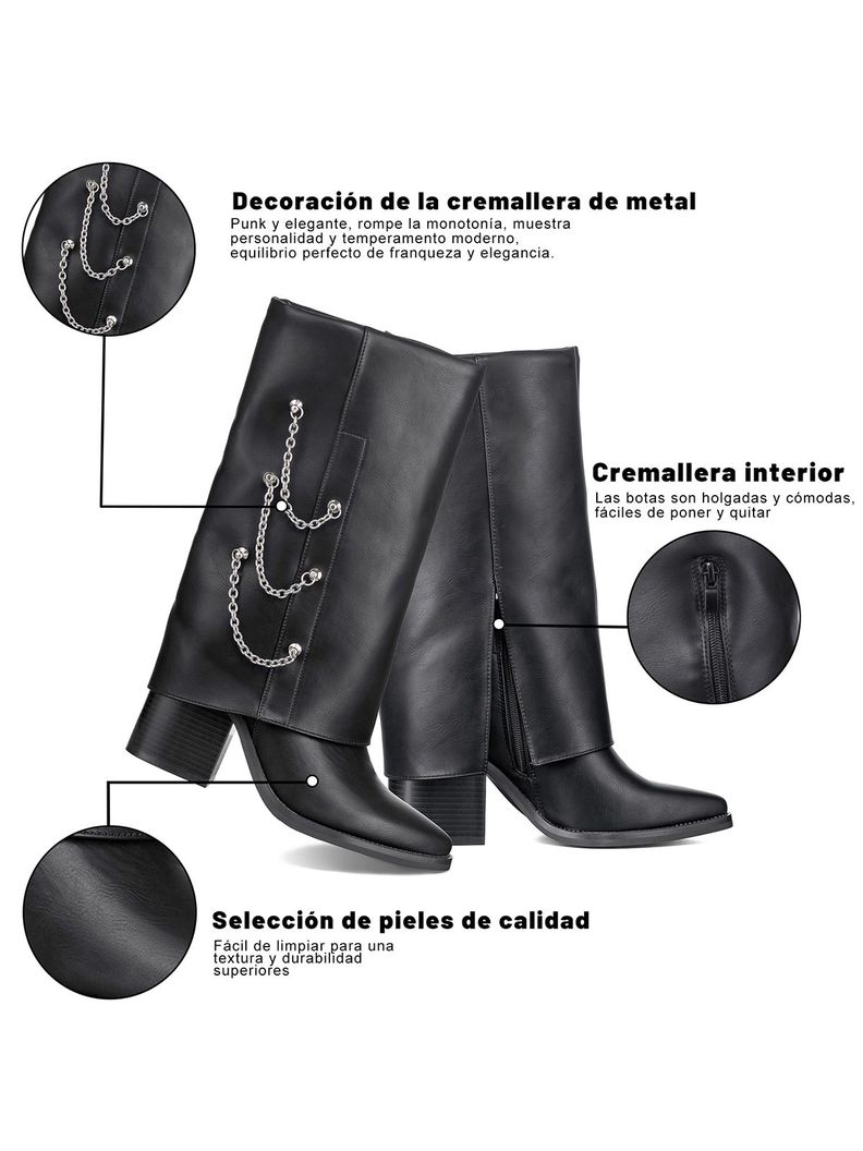 Botas Largas Mujer Eco Cuero Tacon Grueso De Moda Weide DH82-6