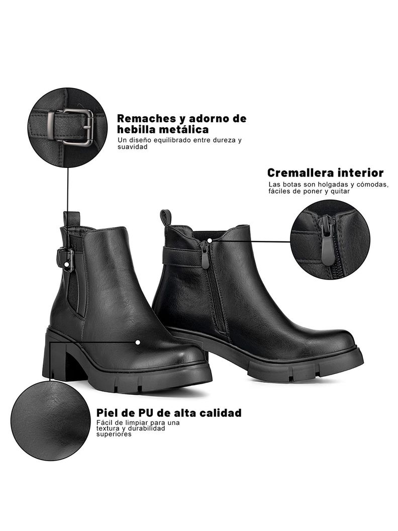 Botin Casual Mujer Vintage Tacon Grueso Elegante Weide QBM19-5
