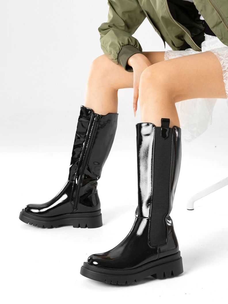 Botas Largas Mujer Eco Cuero Plataforma De Moda Weide DH88-1