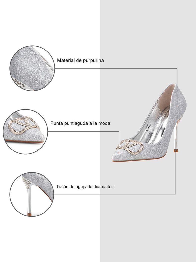 Zapatos Taco Alto Plateado Fiesta GHE12 Weide-5