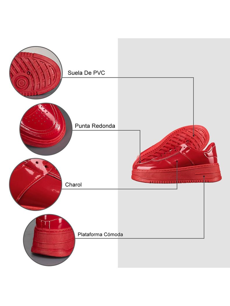 Zapatilla Deportiva Plataforma Charol Mujer Weide LT132-5
