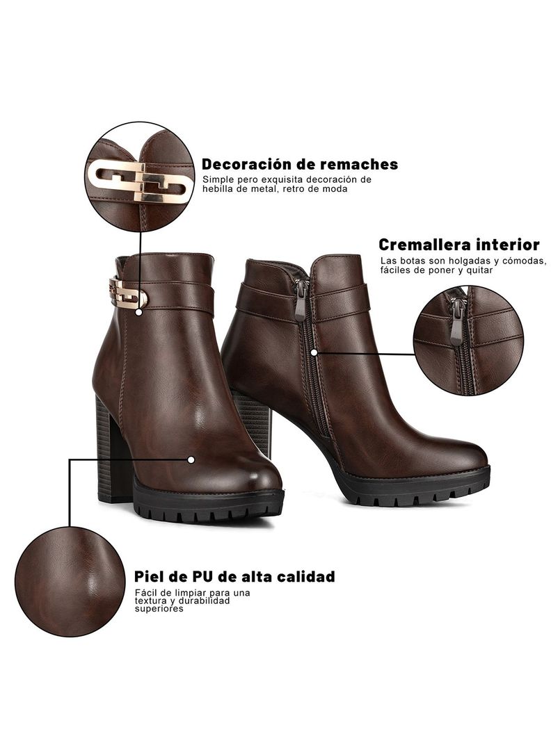 Botin Casual Mujer Vintage Comodo Tacon Grueso Weide QBM15-4