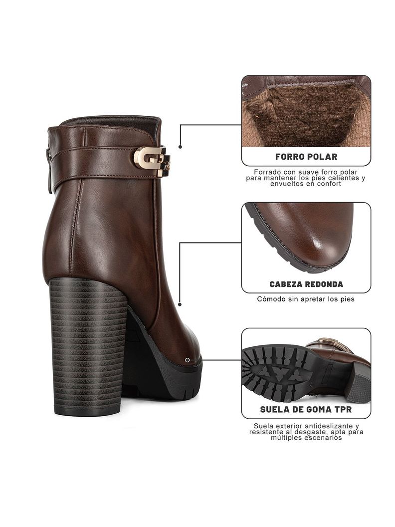 Botin Casual Mujer Vintage Comodo Tacon Grueso Weide QBM15-5