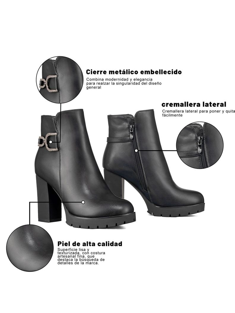 Botin Casual Mujer Eco Cuero Tacon Grueso Vintage Weide ZS62-4