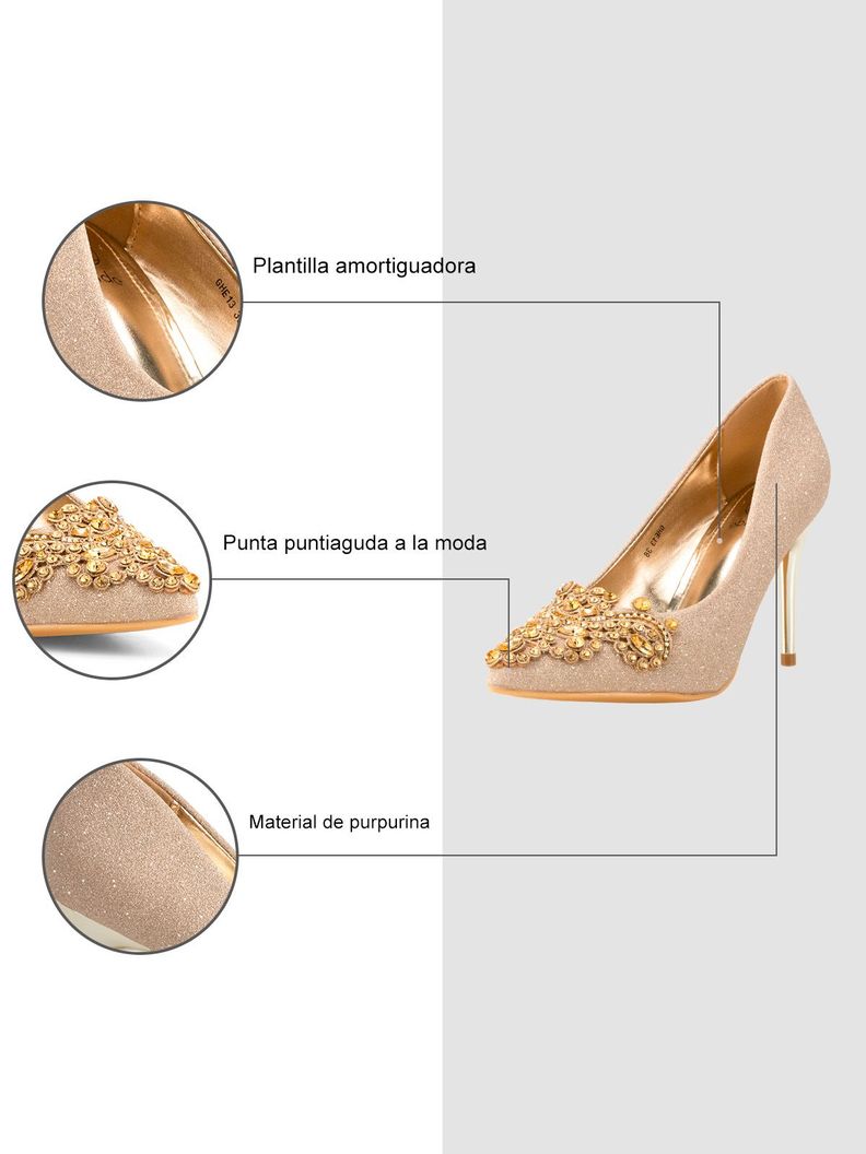 Zapato Taco Alto Dorado Fiesta GHE13 Weide-5