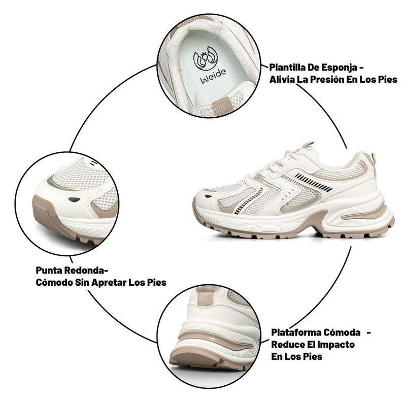 Zapatilla Deportiva Mujer De Malla Plataforma Weide LT206-7