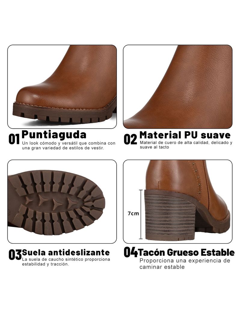 Botin Casual Mujer Vintage Eco Cuero Tacon Alto Weide QBM17-5