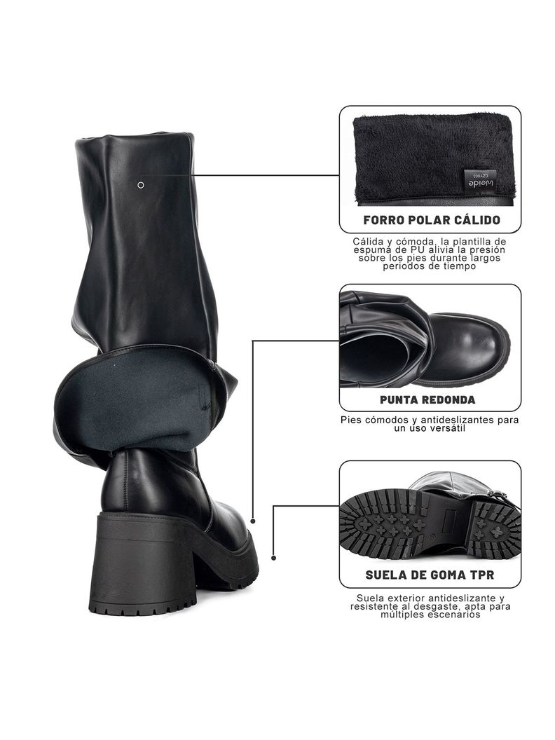 Botas Largas Mujer Negro Eco Cuero De Moda Weide CZY605-5
