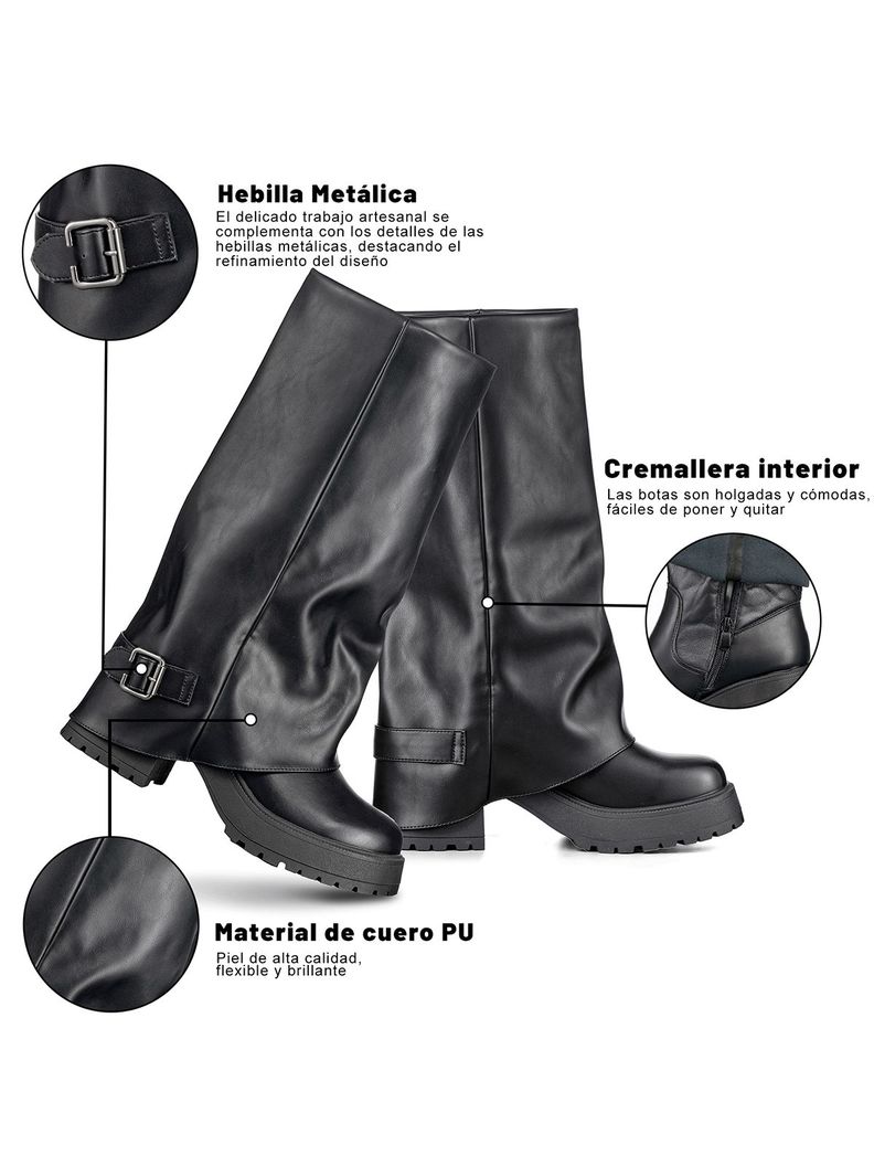 Botas Largas Mujer Negro Eco Cuero De Moda Weide CZY605-6