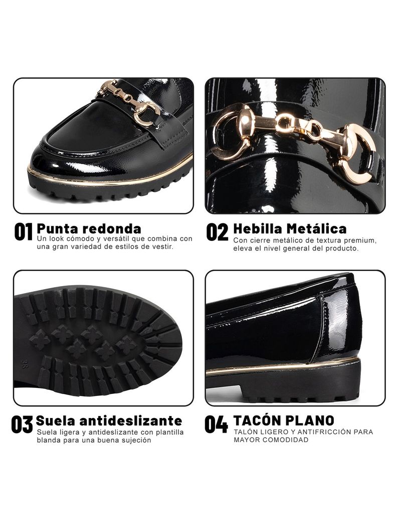 Mocasin Casual Mujer Vintage Clasico Charol Weide JN712-5