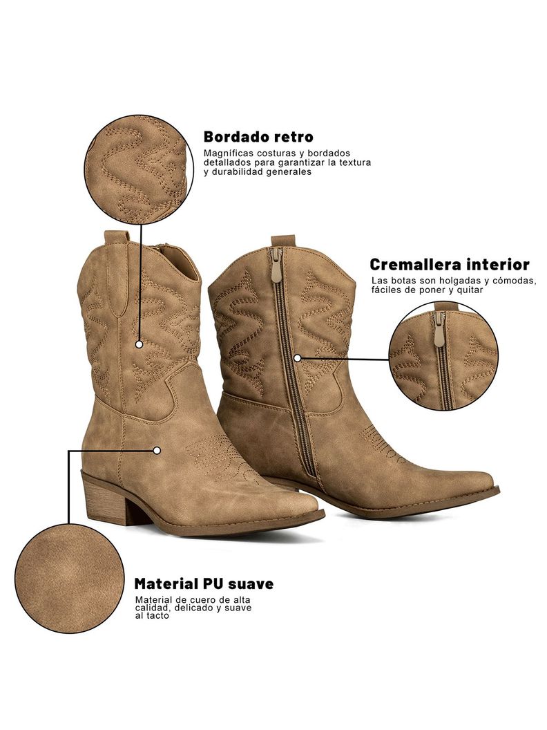 Botin Casual Mujer Moda Vintage Cowboy Bordado Weide QBM20-6