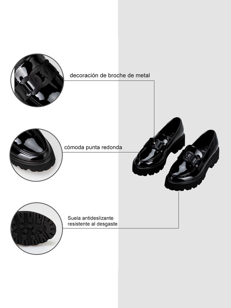 Mocasín Charol Plataforma Negro Casual Mujer Weide QIU288-6