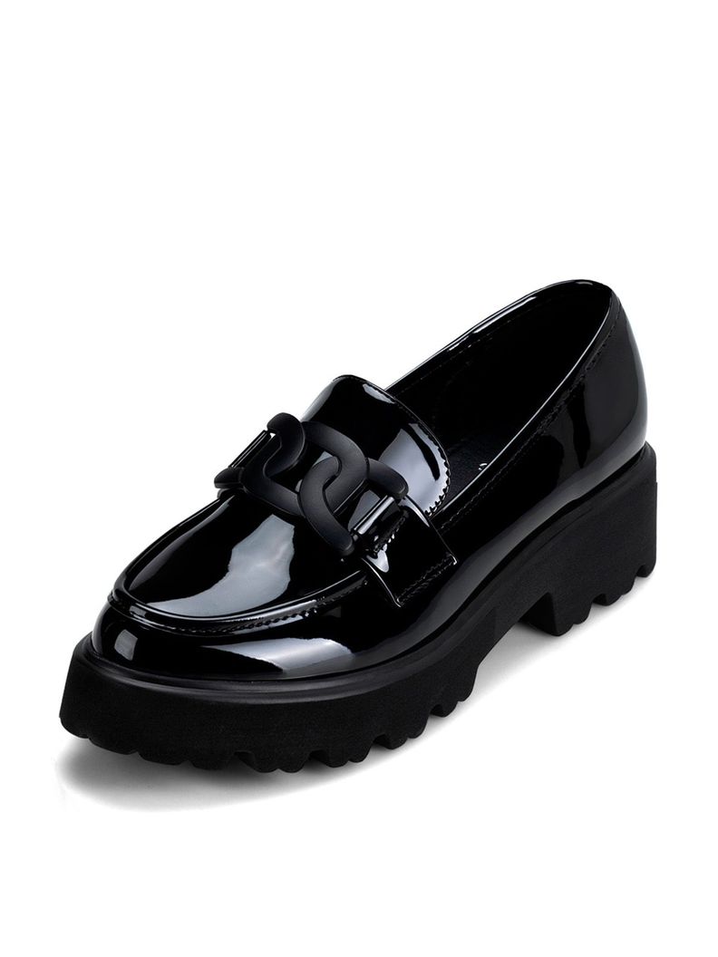 Mocasín Charol Plataforma Negro Casual Mujer Weide QIU288-0