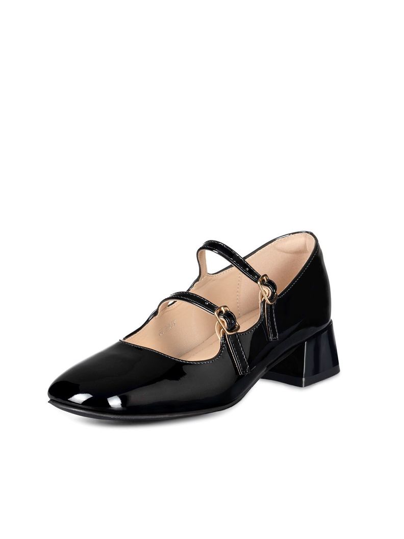 Zapatos Mary Jane Charol  Negro Taco Mujer Weide YL66-0