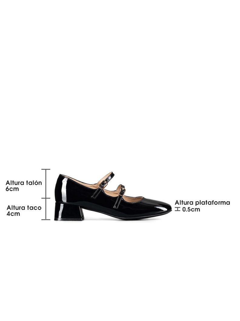 Zapatos Mary Jane Charol  Negro Taco Mujer Weide YL66-4