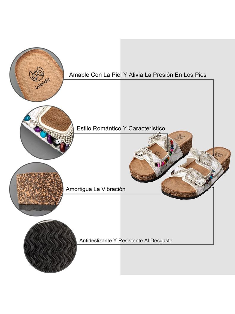 Sandalias Chalas Mujer Vintage Confort Pedrería Weide GH136-5