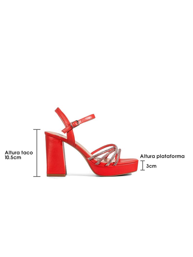 Sandalia Eco Cuero Taco Rojo Fiesta Mujer Weide YOU205-4
