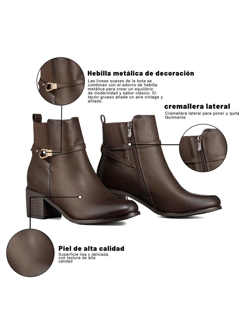 Botin Casual Mujer De Moda Vintage Tacon Grueso Weide ZS66-4