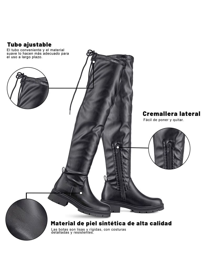 Bota Larga Casual Mujer Eco Cuero Plataforma Moda Weide ZS69-4