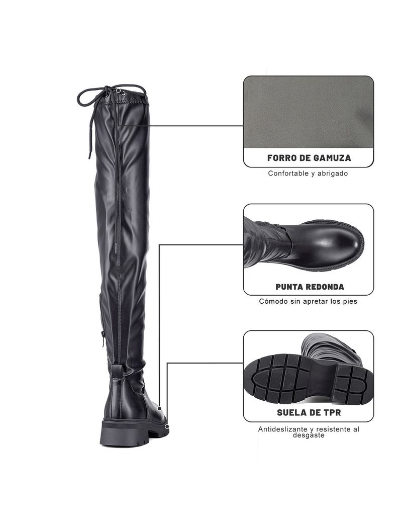 Bota Larga Casual Mujer Eco Cuero Plataforma Moda Weide ZS69-5