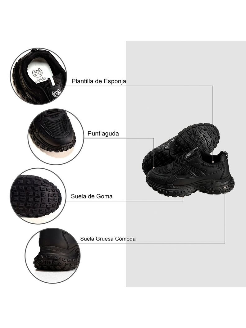 Zapatillas Negro Casual Mujer Weide SL03-6