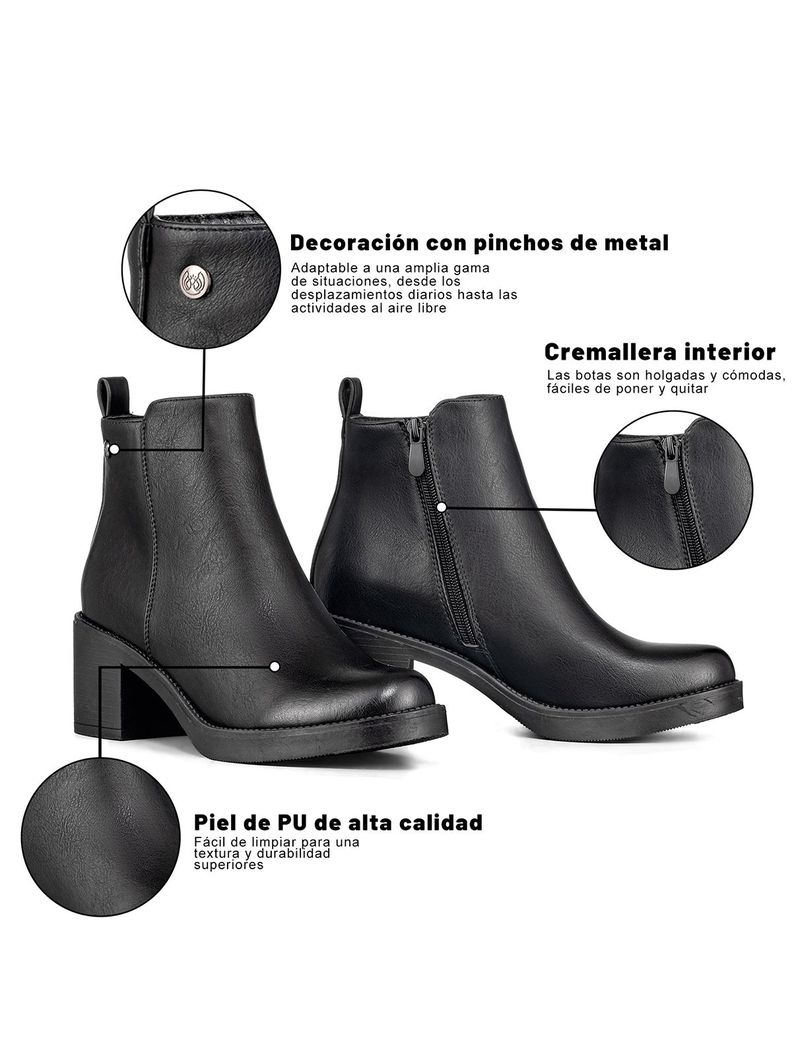 Botin Casual Mujer Eco Cuero Tacon Alto Felpa Weide QBM16-4