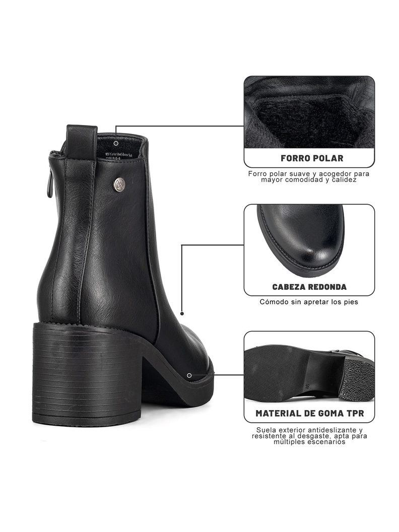 Botin Casual Mujer Eco Cuero Tacon Alto Felpa Weide QBM16-5