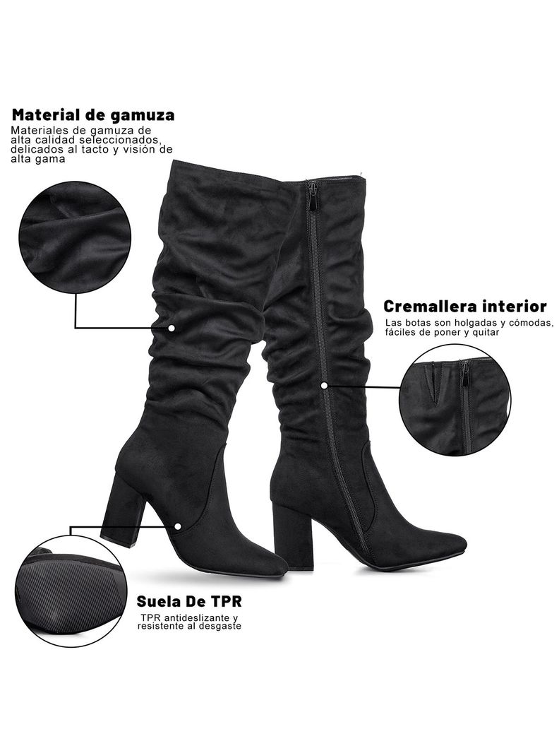 Botas Largas Mujer Casual Gamuza Tacon Grueso Weide HX512-4
