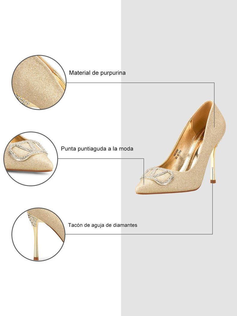 Zapatos Taco Alto Dorado Fiesta GHE12 Weide-5