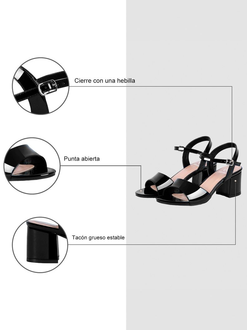 Sandalia Casual Taco Negra Mujer Weide GH64-6