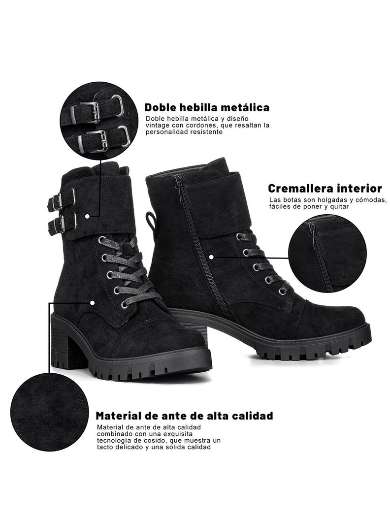 Botin Casual Mujer Tacon Grueso Vintage Weide HX505-4