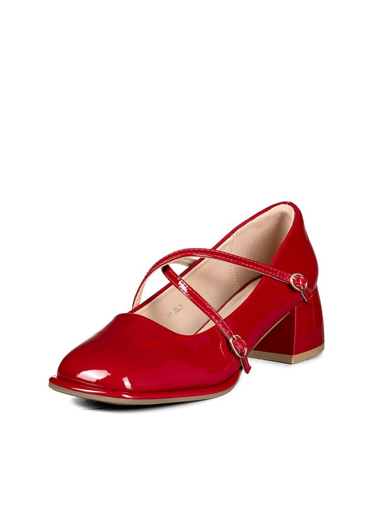 Zapato Mary Jane Burdeo Charol Elegante Mujer Weide YL65-0