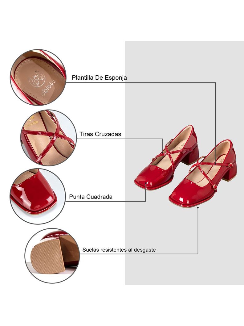 Zapato Mary Jane Burdeo Charol Elegante Mujer Weide YL65-5