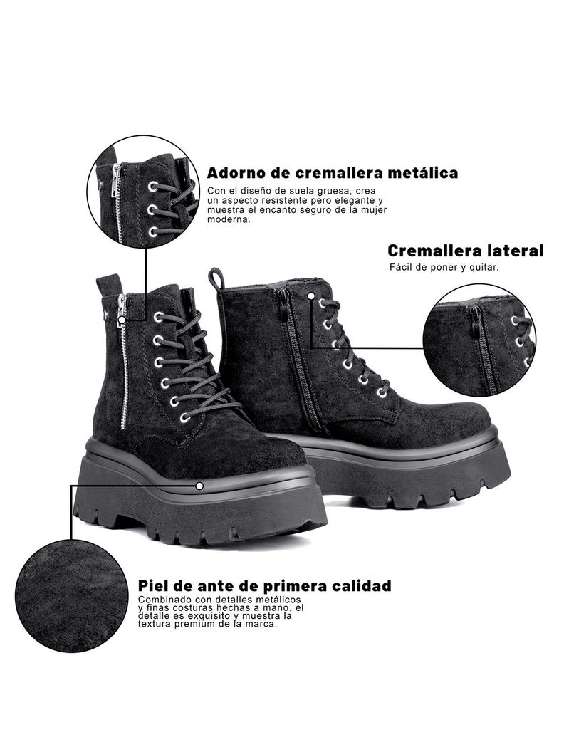Botin Casual Mujer Eco Cuero Plataforma Weide DH87-4