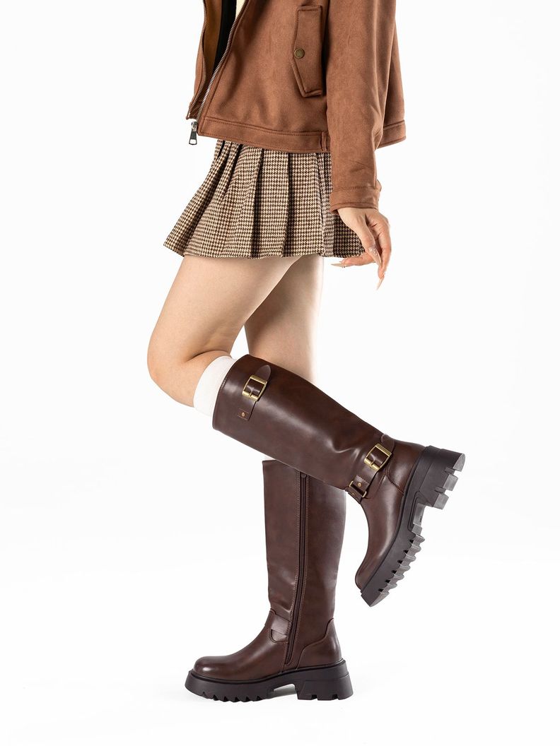 Botas Largas Mujer De Moda Tacon Grueso Vintage Weide CZY613-1
