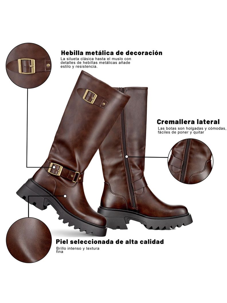 Botas Largas Mujer De Moda Tacon Grueso Vintage Weide CZY613-5