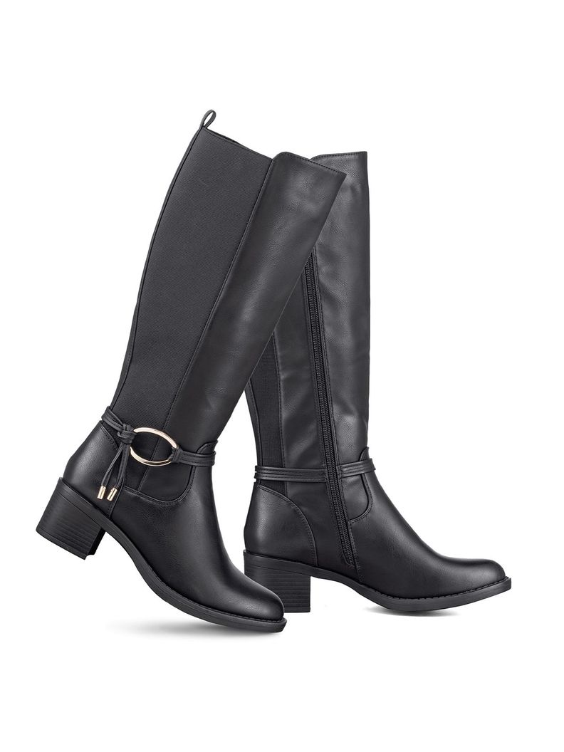 Bota Larga Mujer Casual Eco Cuero Tacon Grueso Weide ZS71-2