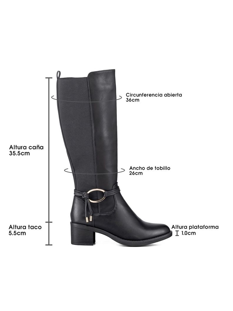 Bota Larga Mujer Casual Eco Cuero Tacon Grueso Weide ZS71-3