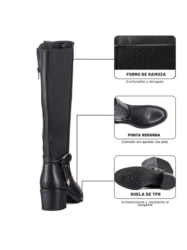 Bota Larga Mujer Casual Eco Cuero Tacon Grueso Weide ZS71-5