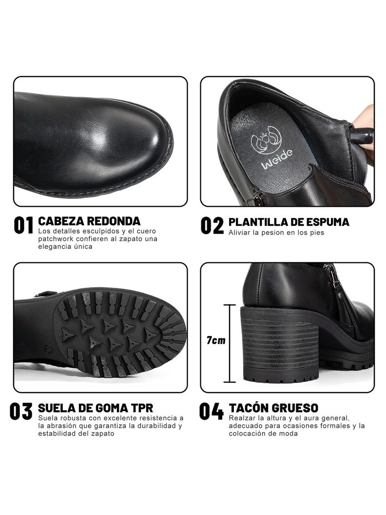 Botin Casual Mujer Negro Eco cuero Formal Weide QBM11-5