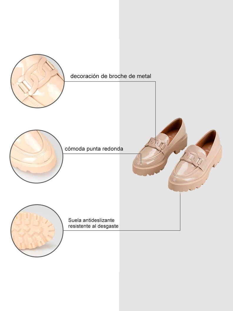 Mocasín Charol Plataforma Beige Casual Mujer Weide QIU288-5